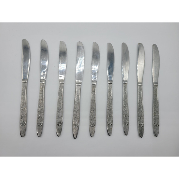 Stanley Roberts Florentine Rose stainless steel 9 butter knives. - Picture 1 of 6